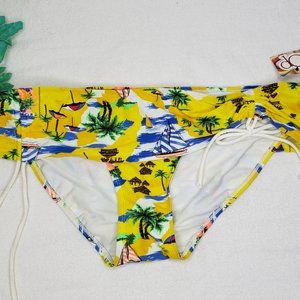 new Swimsuit Bikini Bottom Ties Strings Ruched OP Jrs XL 15 17 Adjustable NWT